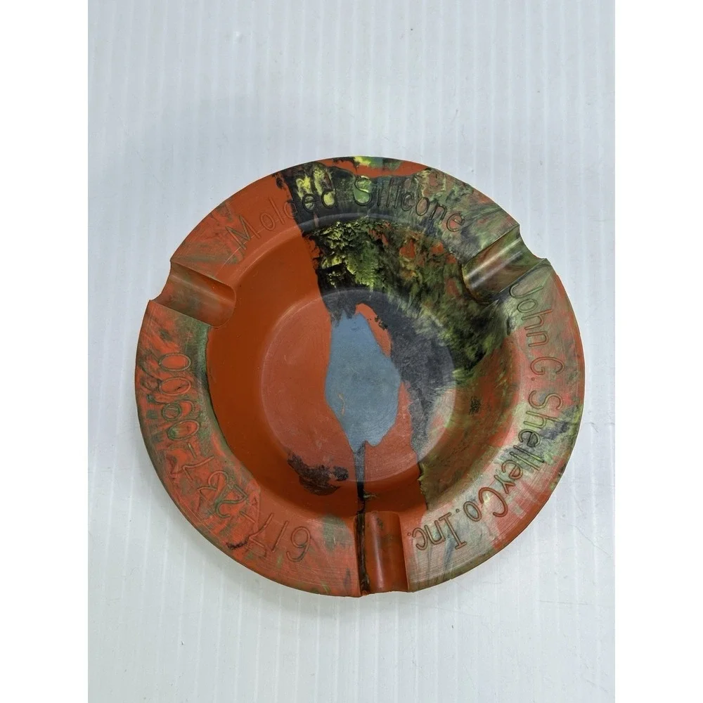 Vintage Molded Silicone Ashtray John G. Shelley Co Inc Advertising‎ Multi-Color